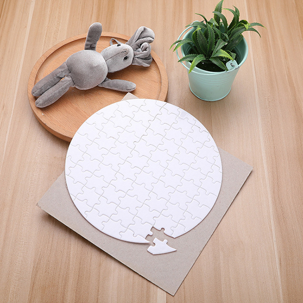 Puzzle Blank White - 4枚入り、昇華転写用パズル、DIYクラフトや絵付け、熱転写印刷に使える白いパズルピース