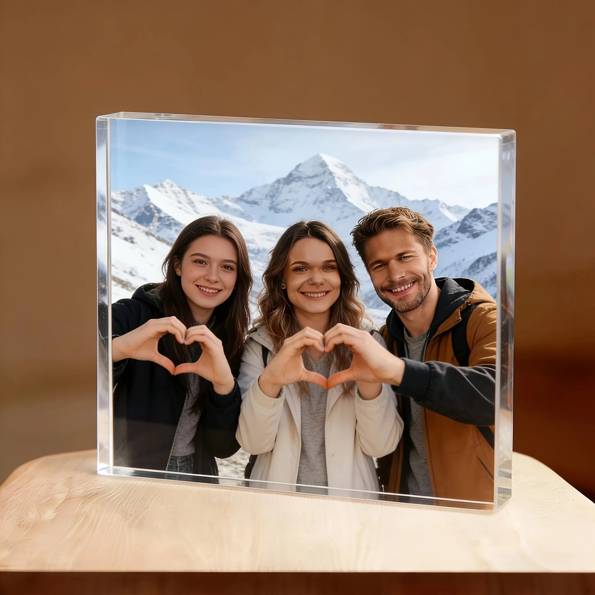 Photo Acrylic Block - カスタムアクリル製デスクトップデコレーション、カスタム写真、カスタマイズ可能なパーソナライズ写真、芸術的なパターン、カップルポートレートまたはファミリーポートレート