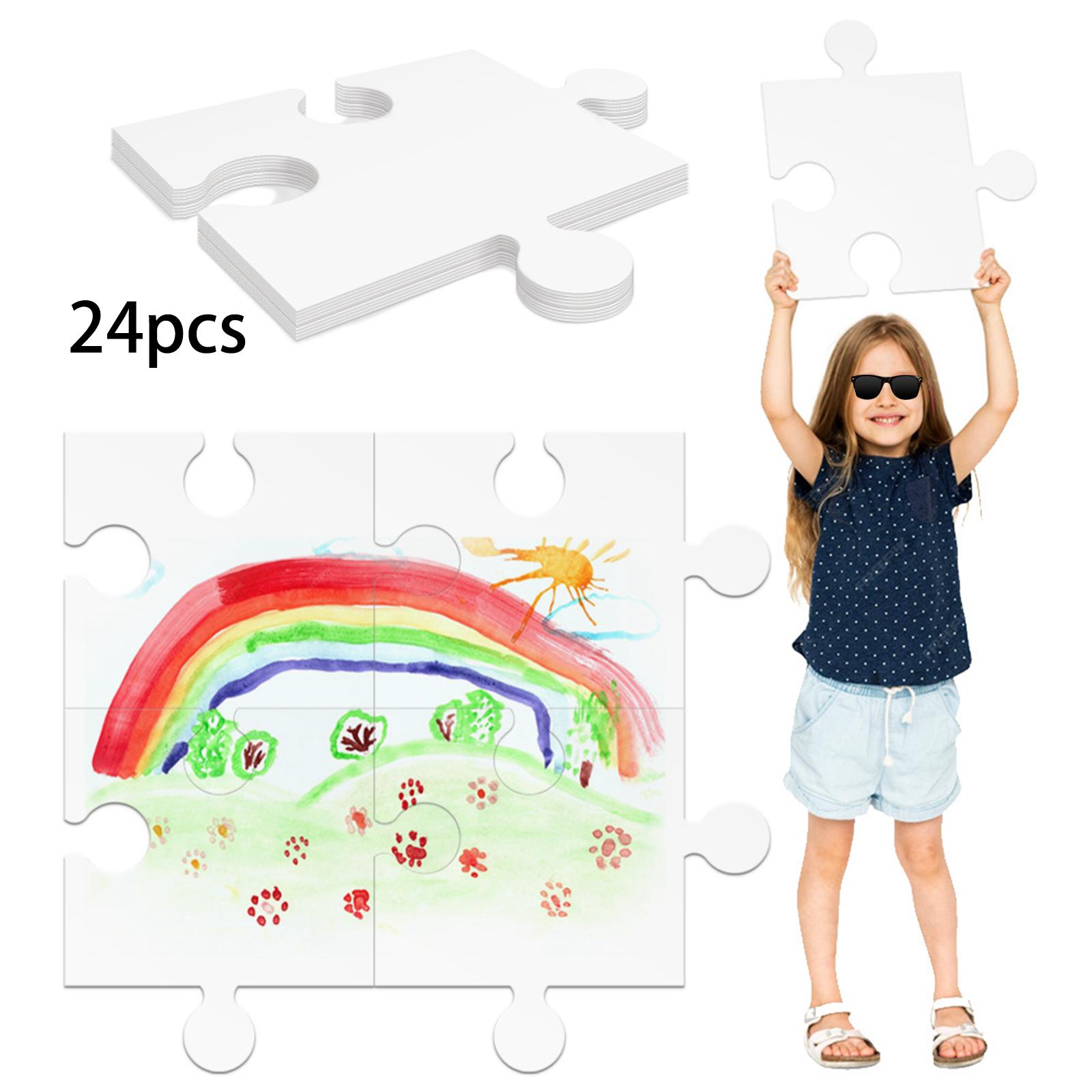 Puzzle Blank White - 24枚入り 白い厚紙製ブランクジグソーパズル 12.01インチx11.02インチ 子供・大人向けクラフトパズル DIYテンプレート用ブランクパズルボード
