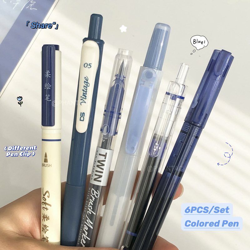 Pentel Pen Energel - 6 個の色付き書道ペン複数の種類のペンセット 0.5 ミリメートルゲルペンソフトヘッドレトロブラシペン絵画描画ペンアートサプライ
