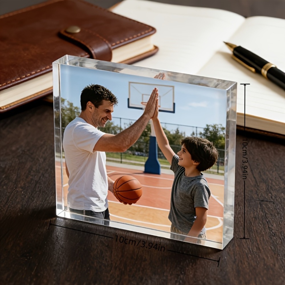 Photo Acrylic Block - パーソナライズされた写真入りカスタムアクリルデスクトップ飾り板、アートカップル家族写真、寝室やリビングルームへの記念日や誕生日プレゼント