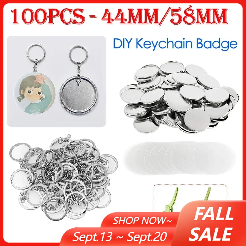 100 個 44 ミリメートル 58 ミリメートルキーホルダ - Button Badge Blank のレビューと価格