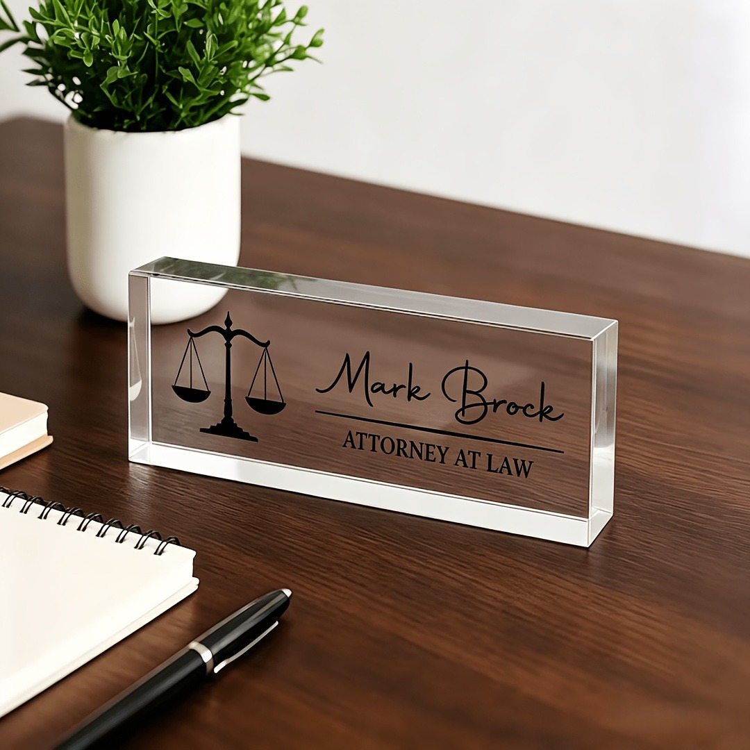 パーソナライズされた弁護士と裁判官用アクリルデスクネームプレ - Photo Acrylic Block のレビューと価格