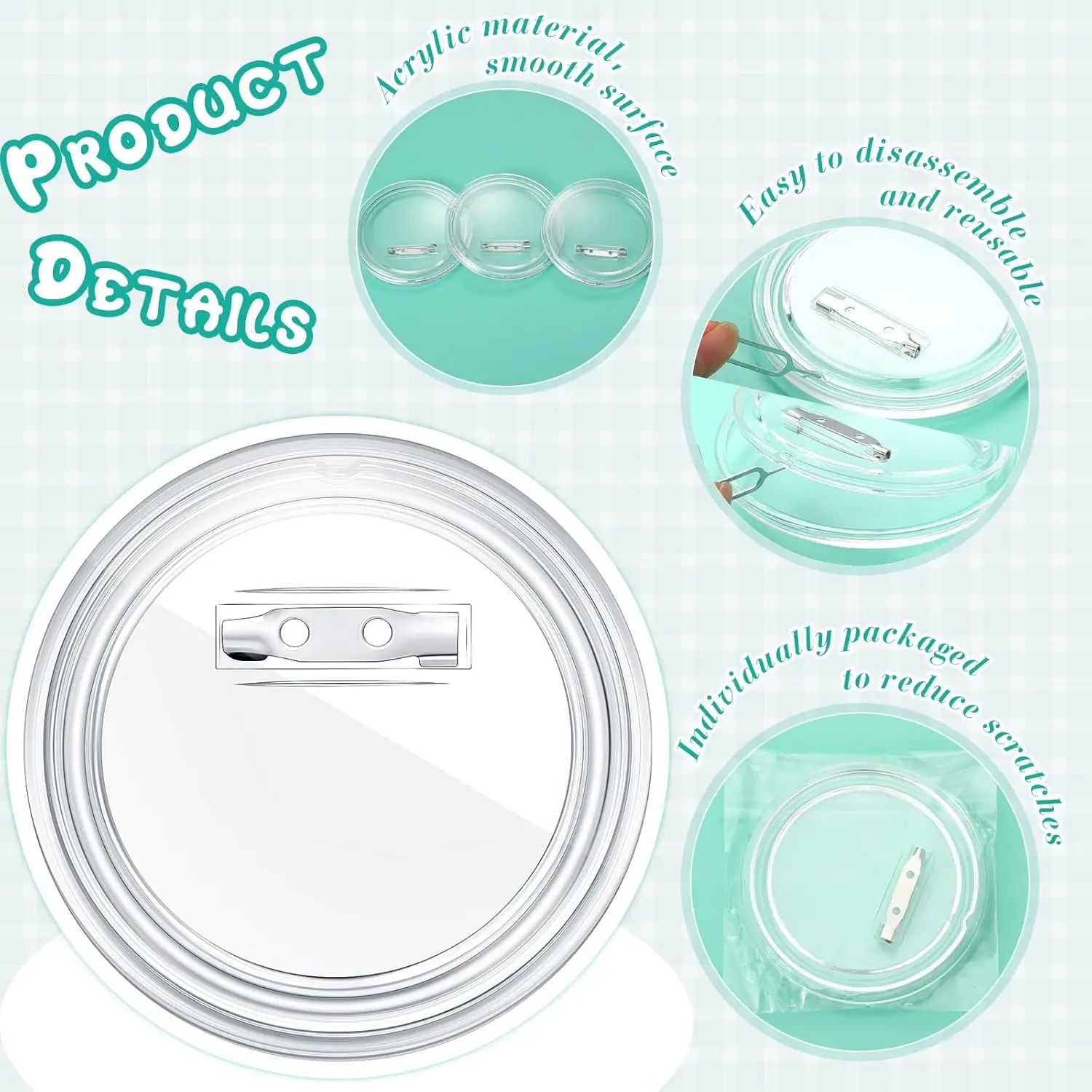 アクリルサークルバッジ作成キットピンボタンバッククラフト用品 - Button Badge Blank のレビューと価格