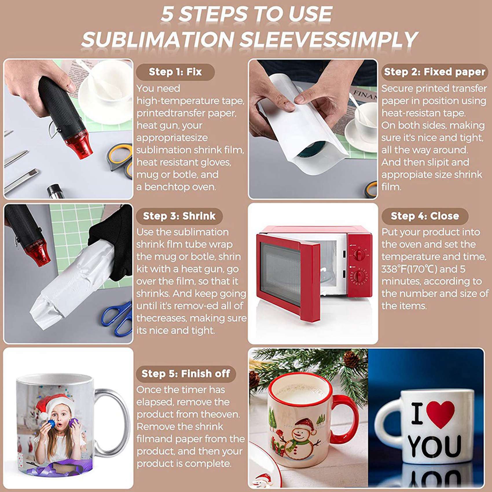 A69e140個入り、昇華転写用シュリンクフィルム、5インチ - Sublimation Mug White のレビューと価格
