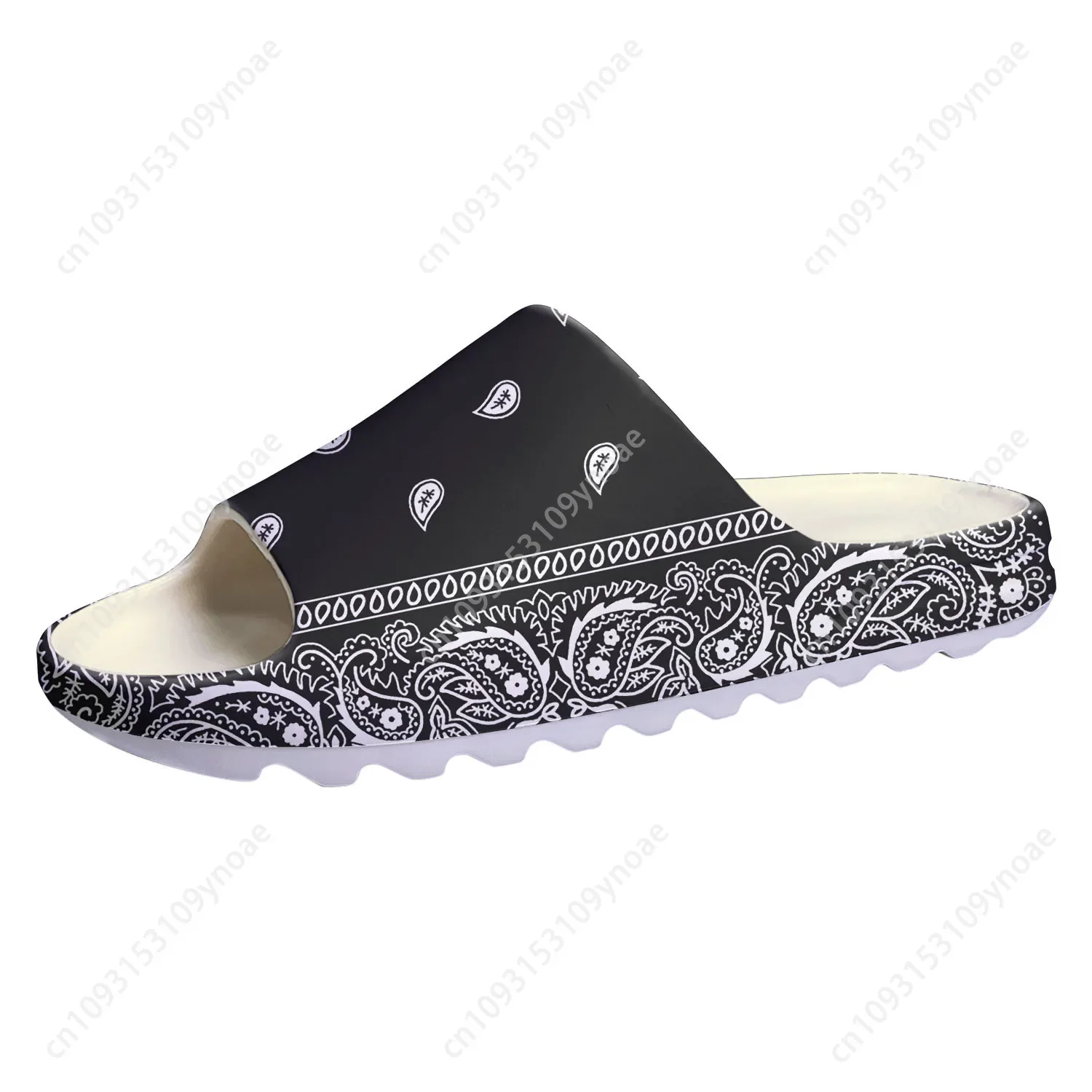 バンダナペイズリーソフトソールスリッパホームクロッグブラック - Bandana Blank White のレビューと価格